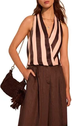 Mint Velvet Striped Wrap Top in Brown at Nordstrom, Size X-Small