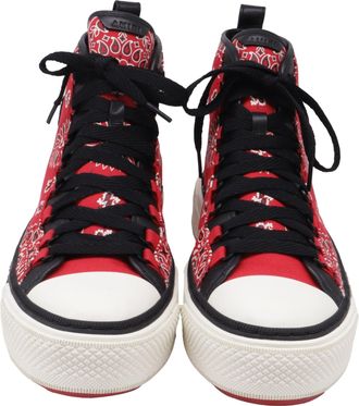Amiri Bandana MA Court Hi-Top Sneakers in Red Canvas