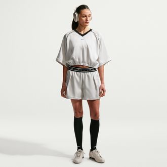 Nike Womens Nike Sportswear Loose Mid-Rise Satin Shorts in Grey | IH1328-072