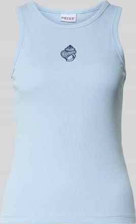 Pieces Slim Fit Top aus Baumwoll-Mix Modell MAY in Hellblau, Gr&ouml;&szlig;e XL