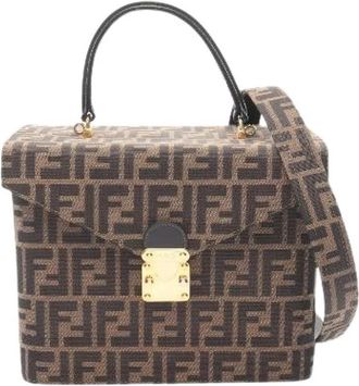 Fendi Pre-owned Zucca Canvas Leather Handbag - Dames - Vintage Handtas - Bruin - ONE Size - Leer - Vintage