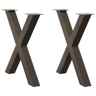 Berkfield Home Dining Table Legs X-Shaped 2 pcs Natural Steel 70x(72-73) cm Steel in Brown