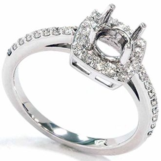 Pompeii3 1/3ct Diamond Halo 14K White Gold Engagement Ring Setting Size Selectable
