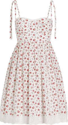 Dolce & Gabbana Womens-Lace-Trimmed Floral-Print Cotton-Blend Poplin Bustier Mini Dress