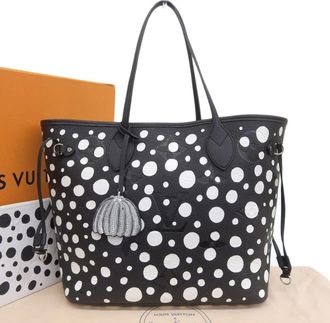 Louis Vuitton Black White Leather Tote Bag (Pre-Owned)