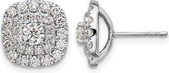Diamond2Deal 14K White Gold 1 1/2 ct Lab Grown Diamond Double Halo Stud Earrings VS Clarity, G-H Color