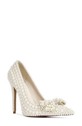 Azalea Wang Naamah Pointed Toe Pump in White at Nordstrom, Size 8.5