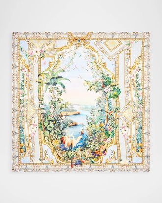 Camilla Sisi Society Large Crystalled Silk Scarf