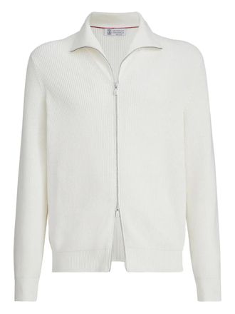 Brunello Cucinelli zip-fastening cardigan - White