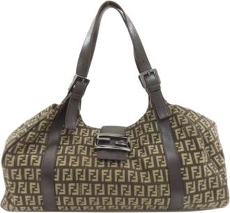 Fendi Pre-owned Shoulder Bags, female, Brown, Size: ONE SIZE Pre-owned Canvas fendi-bags
