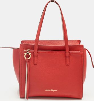 Ferragamo Red Leather Medium Amy Tote