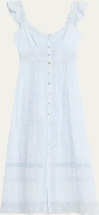 LoveShackFancy Kailette Button-Front Maxi Dress