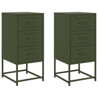 Berkfield Home Bedside Cabinets 2 pcs Olive Green 36x39x78 cm Steel | Size: 36 x 39 x 78 cm