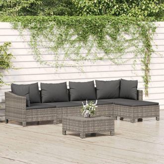 vidaXL Vidaxl - Set Divani da Giardino 6 pz con Cuscini in Polyrattan Grigio