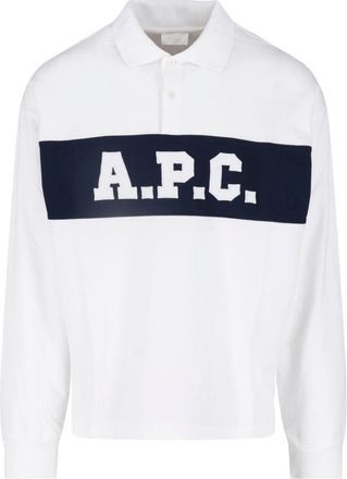 A.P.C. White Cotton Long-Sleeve Logo T-Shirt