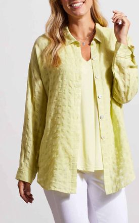 Tribal Long Sleeve Button Front Shirt In Wild Lime