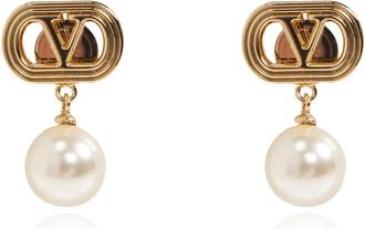 Valentino Garavani VLogo Parel Oorhangers - Dames - Oorbellen - Geel - ONE Size - Accessoires