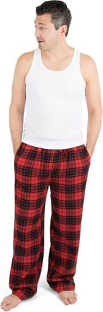 Leveret Mens Cotton Flannel Holiday Pajama Pants in Plaid Black & Red at Nordstrom, Size Xxx-Large
