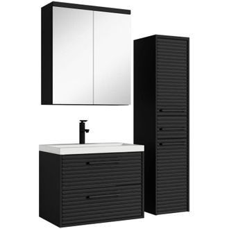 Badplaats Badplaats - Mobili da bagno Etna 60 cm Nero - Mobile lavabo Mobile specchio