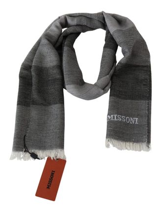Missoni Striped Wool Scarf - Gray