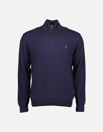 Ralph Lauren Mens Merino Wool Quarter Zip Jumper - Navy - Size: 42