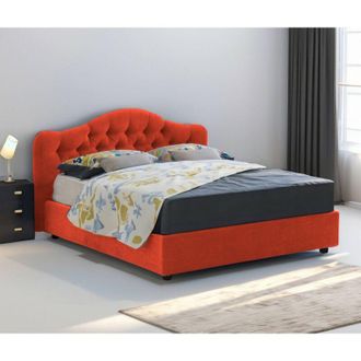 Dmora Cama Matrimonial Arex, Desenfundable, Hecho En Italia, Naranja