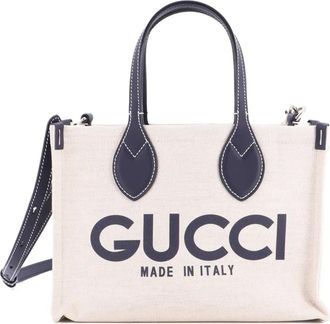 Gucci Logo Shopper Tote Printed Canvas Small shoulder bag - Blauw