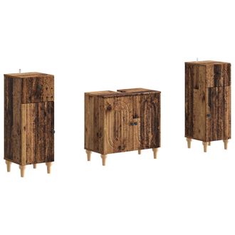 vidaXL Juego De Gabinete De Ba&ntilde;o De 2 Piezas Alkmaar Madera Envejecida Vidaxl