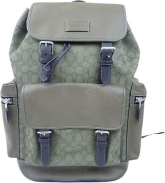 Coach Khaki Canvas Leather Backpack (Pre-Owned)
