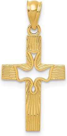 Diamond2Deal 14k Yellow Gold Dove Cross Shape Charm Pendant