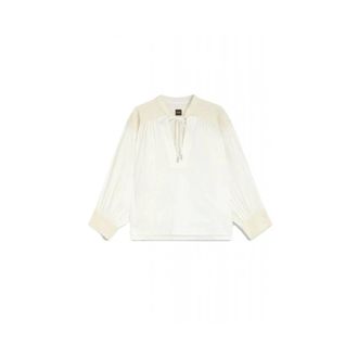 HUGO BOSS Overhemden, Dames, Beige, 2Xl, Katoen, Dobby Katoen Voile Blouse