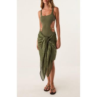 Vix Printed Sarong Cover-Up in Dark Green at Nordstrom