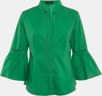 Carolina Herrera Green Cotton Flared Sleeve Blouse