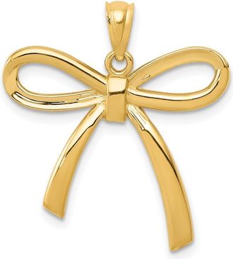 Diamond2Deal 14k Yellow Gold Gold Polished Ribbon Bow Pendant
