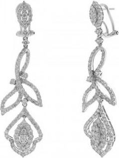 Allurez 3.41ct 18k White Gold Diamond Dangle Earrings