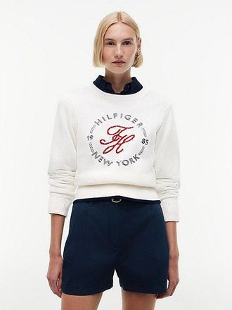 Tommy Hilfiger Logo Embroidery Relaxed Crew Neck Jumper
