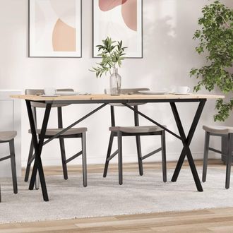 vidaXL Mesa De Comedor Marco X Madera Maciza Pino Y Acero 160x80x75cm Vidaxl
