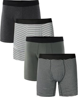 Pact Organic Cotton Everyday Extended Boxer Brief 4-Pack in Midnight Harbor at Nordstrom, Size X-Large
