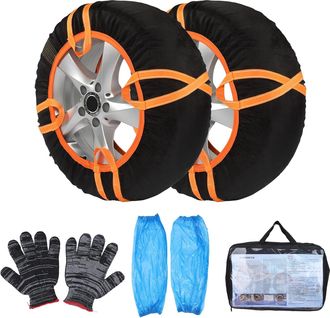 OEM Juego De 2 Calcetines De Nieve Para Neum&aacute;ticos - Alternativa A Las Cadenas De Nieve, Fabricados En Poli&eacute;ster, Calcetines Antideslizantes Para Coches, 