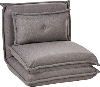 Beliani Sof&aacute; Cama Individual Plegable Minimalista Moderno 1 Plaza Con Coj&iacute;n Sill&oacute;n Puf Para Invitados Gris Oscuro Dellen