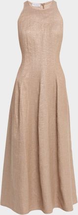 Brunello Cucinelli Metallic Linen Sleeveless Ankle Dress