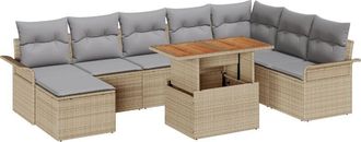 vidaXL Garden Sofa Set with Cushion 9 pcs Beige and light grey vidaXL