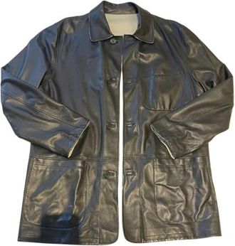 Ermenegildo Zegna Reversible Black Leather Jacket Size M
