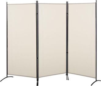 HOMCOM Homcom - Biombo De 3 Paneles Biombo Separador De Ambientes 253x50x182 Cm Divisor De Habitaci&oacute;n Plegable Con 6 Pies De Metal Beige