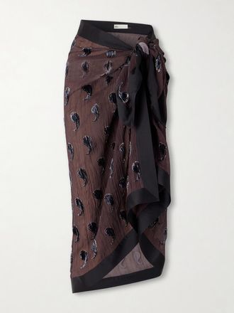 Tory Burch Pareo In Crepon Di Misto Seta Con Stampa Paisley D&eacute;vor&eacute; - Marrone