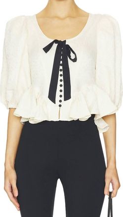 Free People Pamela Bow Scoop Neck Top In White Alyssum