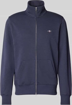 GANT Regular Fit Sweatjacke mit Label-Stitching in Marine, Größe S