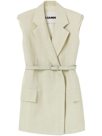Jil Sander Gilet sartoriale con cintura - Verde