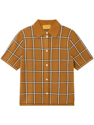 Guest In Residence Boxy Cropped Picnic Plaid Shirt with Classic Collar
