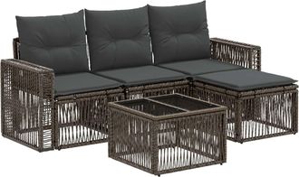 vidaXL Conjunto De Sof&aacute;s De Jard&iacute;n 5 Uds. Gris Y Gris Oscuro Vidaxl